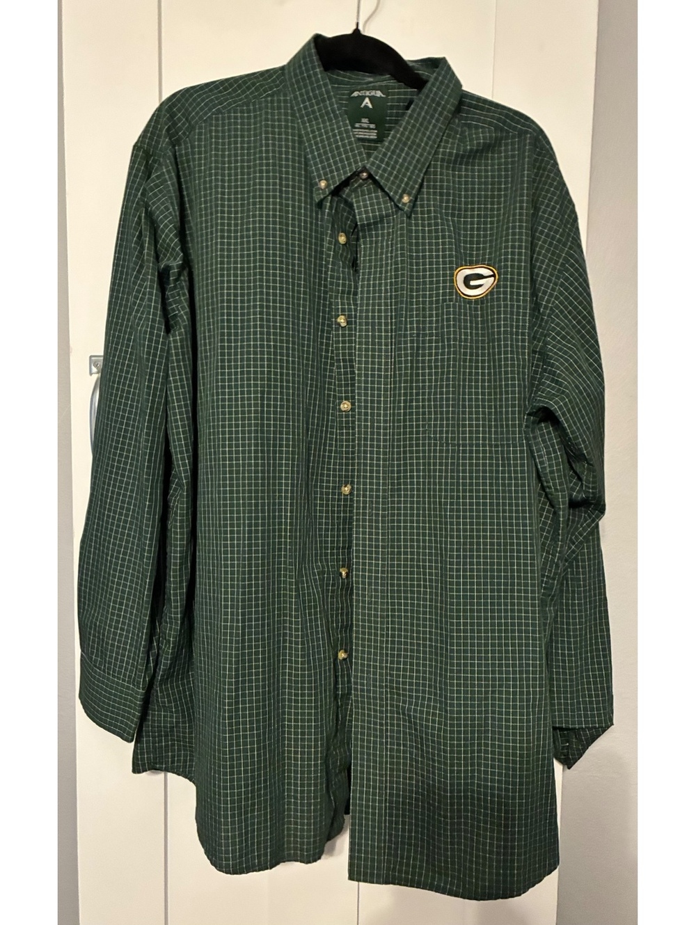 Antigua NFL Green Bay Packers Men's Long Sleeve Grid Plaid  Shirt Size XXL